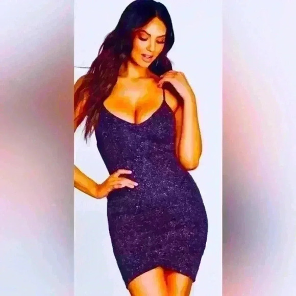 BLUE Lovely Day Sparkly Tight Spaghetti Strap Dress - Picture 2 of 15